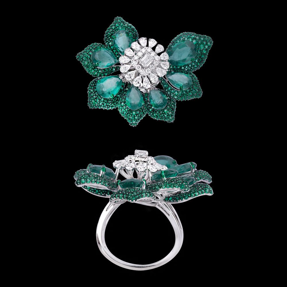 Cocktail Rings – 18K White Gold | Gharenu GH062RNGTRL-2793(E)