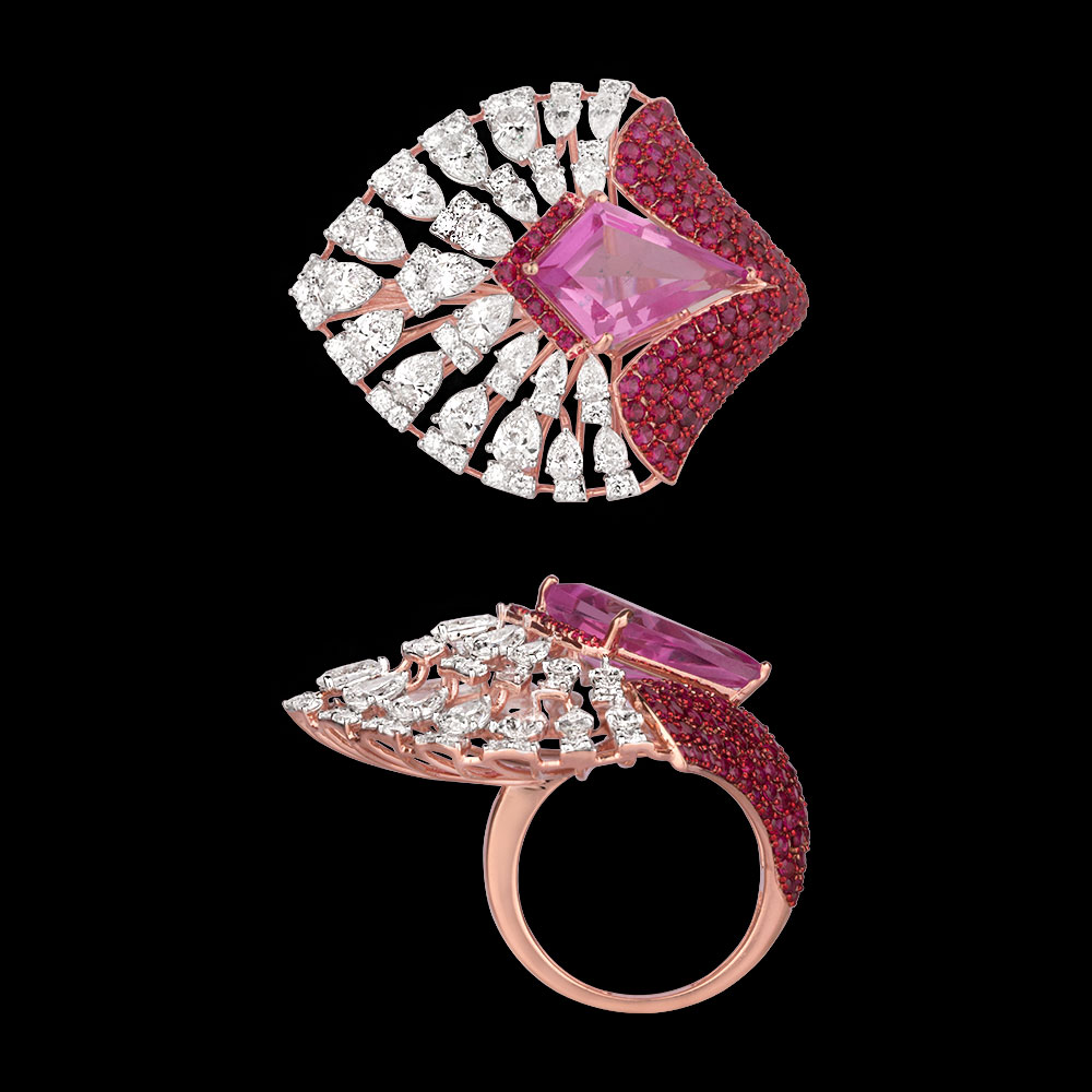 Gemstone Rings – 14K Rose Gold | Gharenu GH062RNGTRL-2803(PK-R)