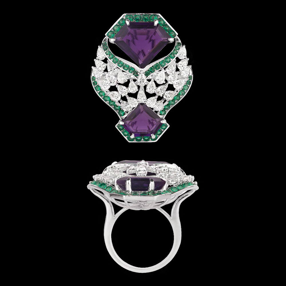 Gemstone Rings – 14K White Gold | Gharenu GH062RNGTRL-3011(AT-E)