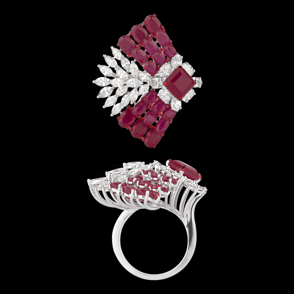 Gemstone Rings – 14K White Gold | Gharenu GH062RNGTRL-3012(R)