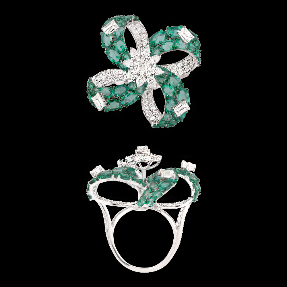 Gemstone Rings – 14K White Gold | Gharenu GH078RNGSPJRG-0213(E)