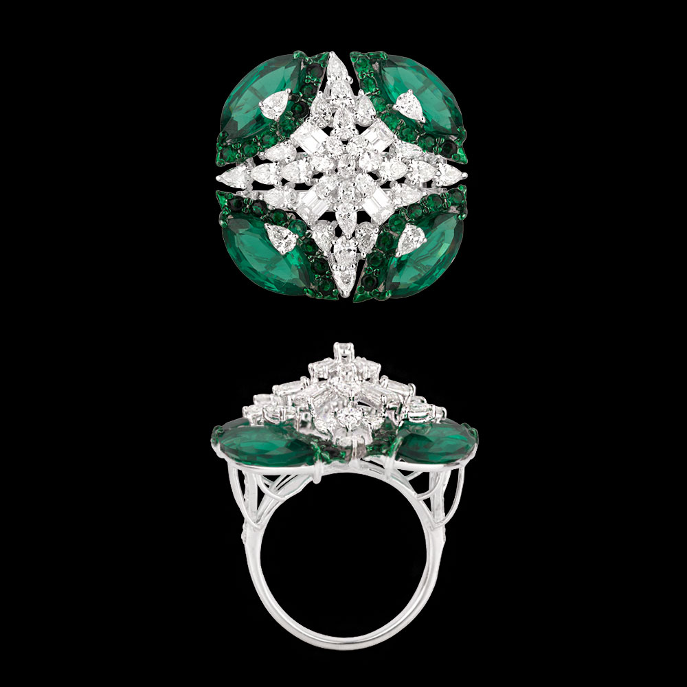 Gemstone Rings – 14K White Gold | Gharenu GH078RNGSPJRG-0218(E)