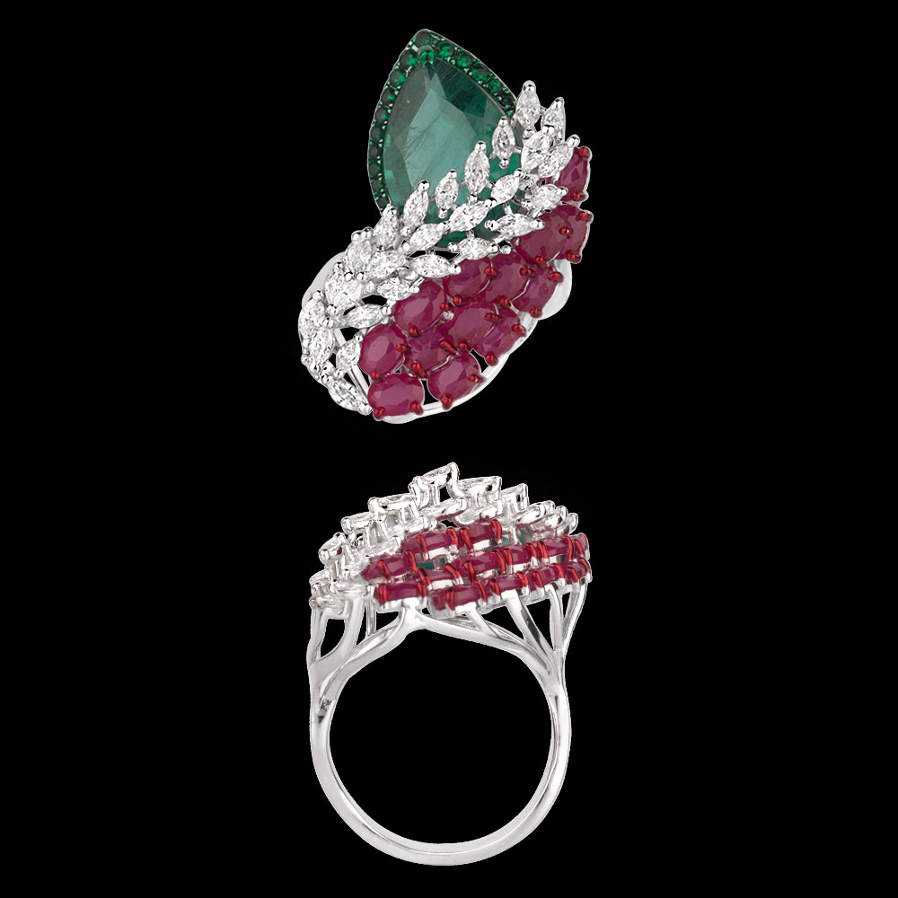 Gemstone Rings – 18K White Gold | Gharenu GH081RNGRI0389(E-R)