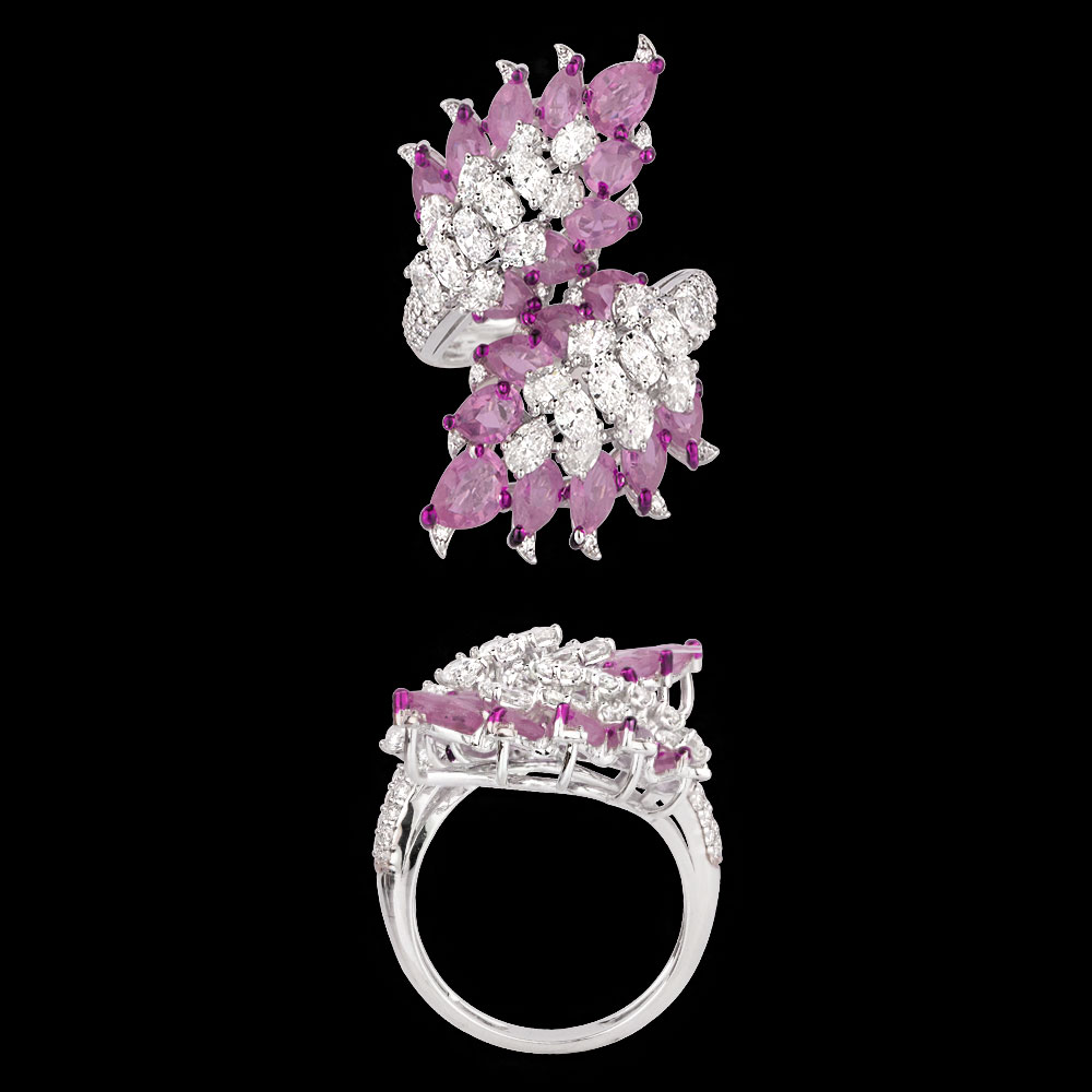 Gemstone Rings – 18K White Gold | Gharenu GH081RNGRI0391(PK)