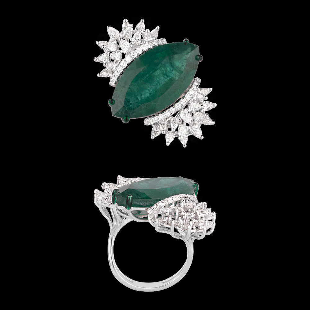 Gemstone Rings – 18K White Gold | Gharenu GH081RNGRI0392(E)