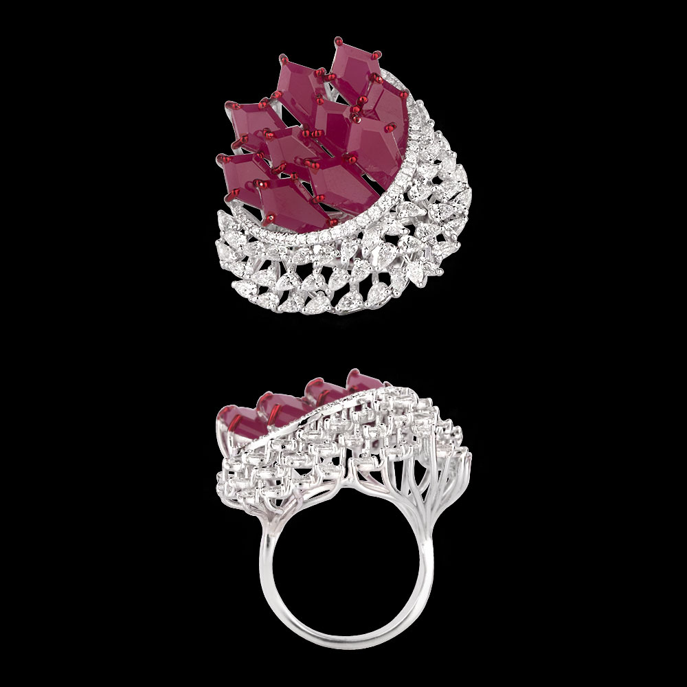 Gemstone Rings – 18K White Gold | Gharenu GH081RNGRI0393(R)