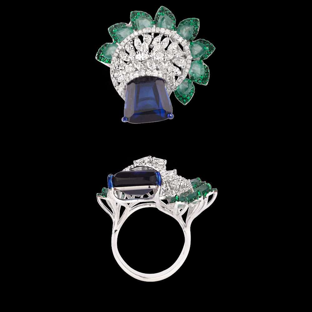 Gemstone Rings – 18K White Gold | Gharenu GH081RNGRI0394(B-E)
