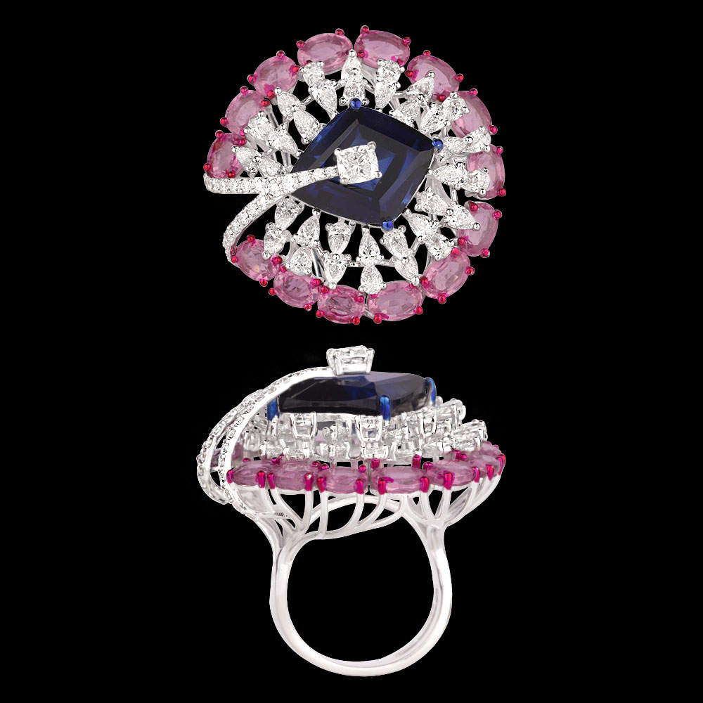 Gemstone Rings – 18K White Gold | Gharenu GH081RNGRI0395(B-PK)