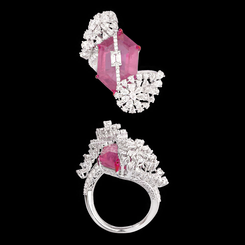 Gemstone Rings – 18K White Gold | Gharenu GH081RNGRING0286(PK)