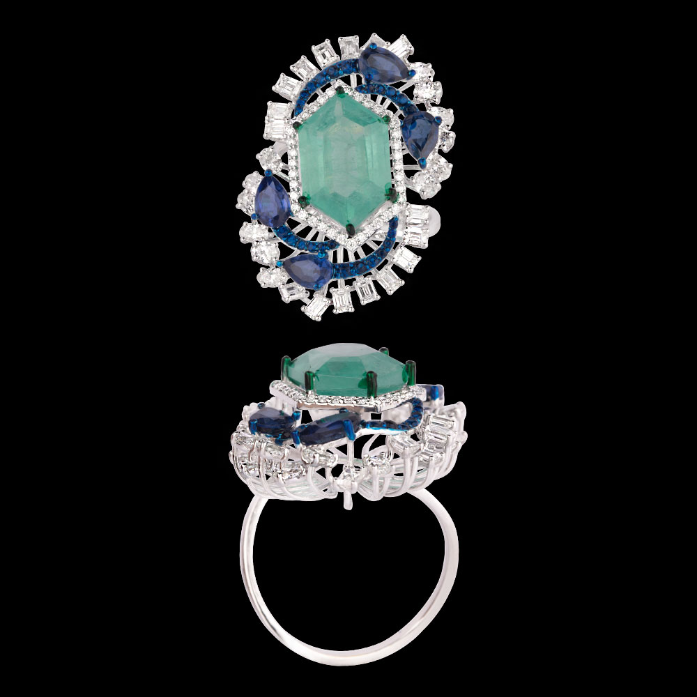 Gemstone Rings – 18K White Gold | Gharenu GH081RNGRING0289(E-B)