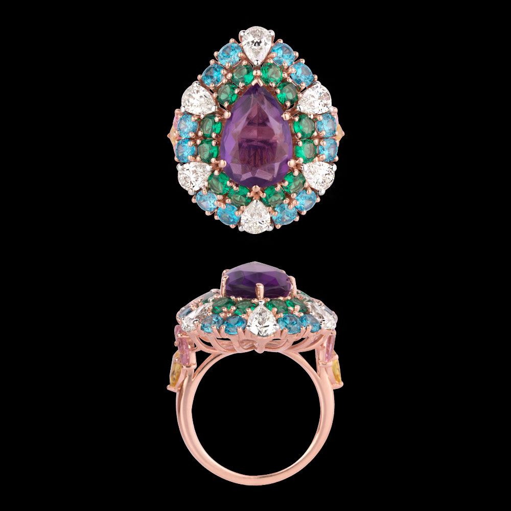 Gemstone Rings – 18K Rose Gold | Gharenu GH085RNGMER2003(AT)
