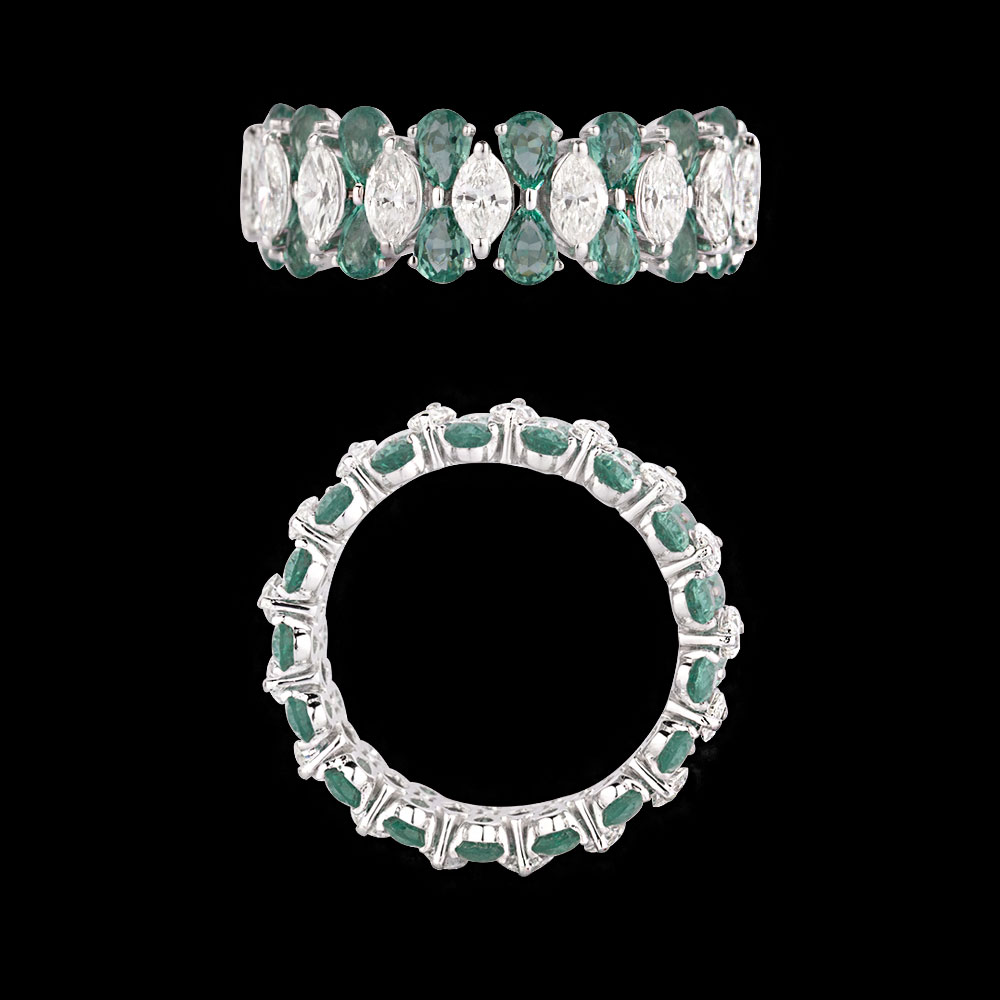 Gemstone Rings – 18K White Gold | Gharenu GH085RNGMER2005(E)
