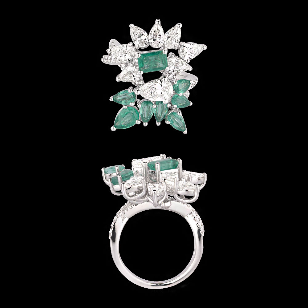 Gemstone Rings – 18K White Gold | Gharenu GH085RNGMER2008(E)