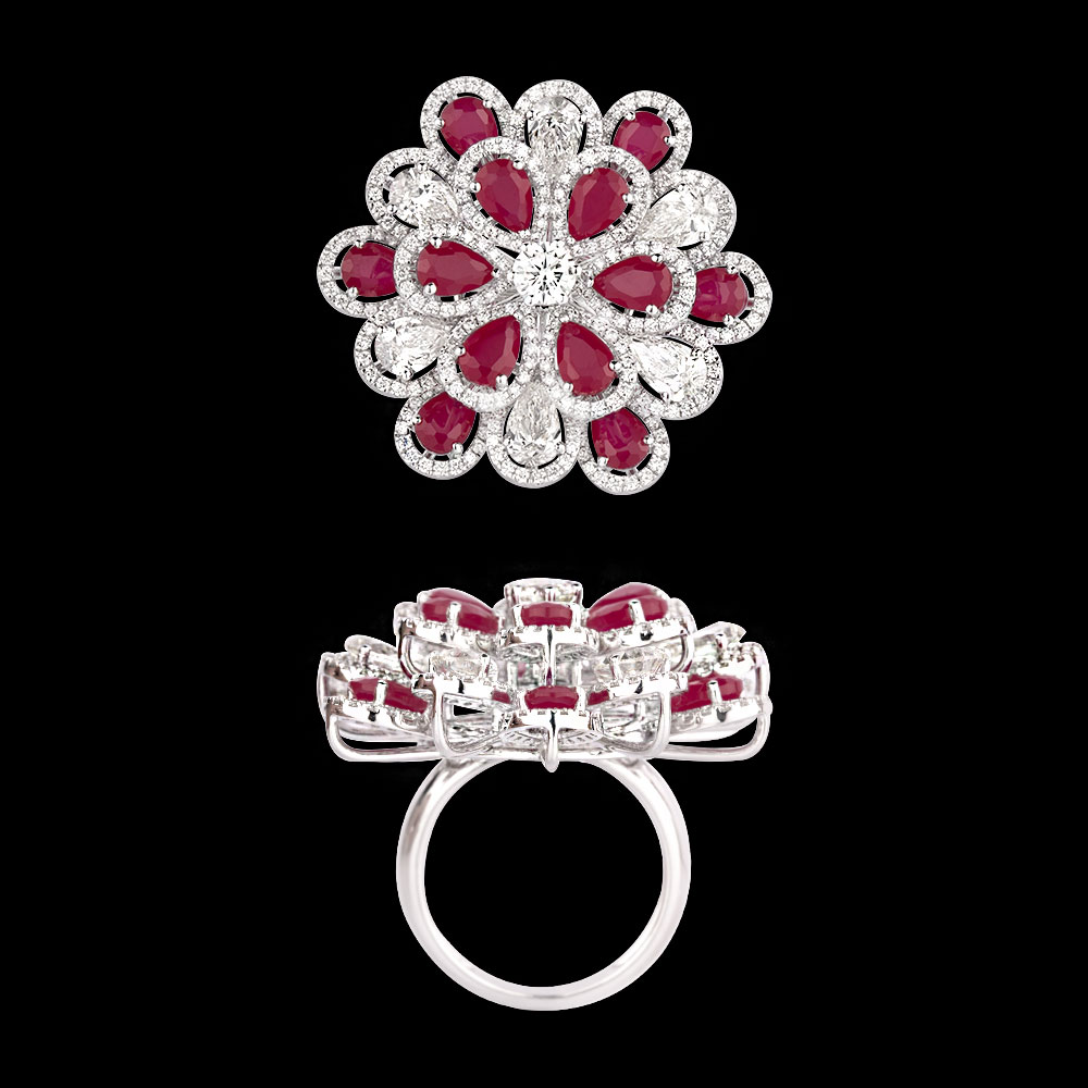 Gemstone Rings – 18K White Gold | Gharenu GH085RNGMER2009(R)