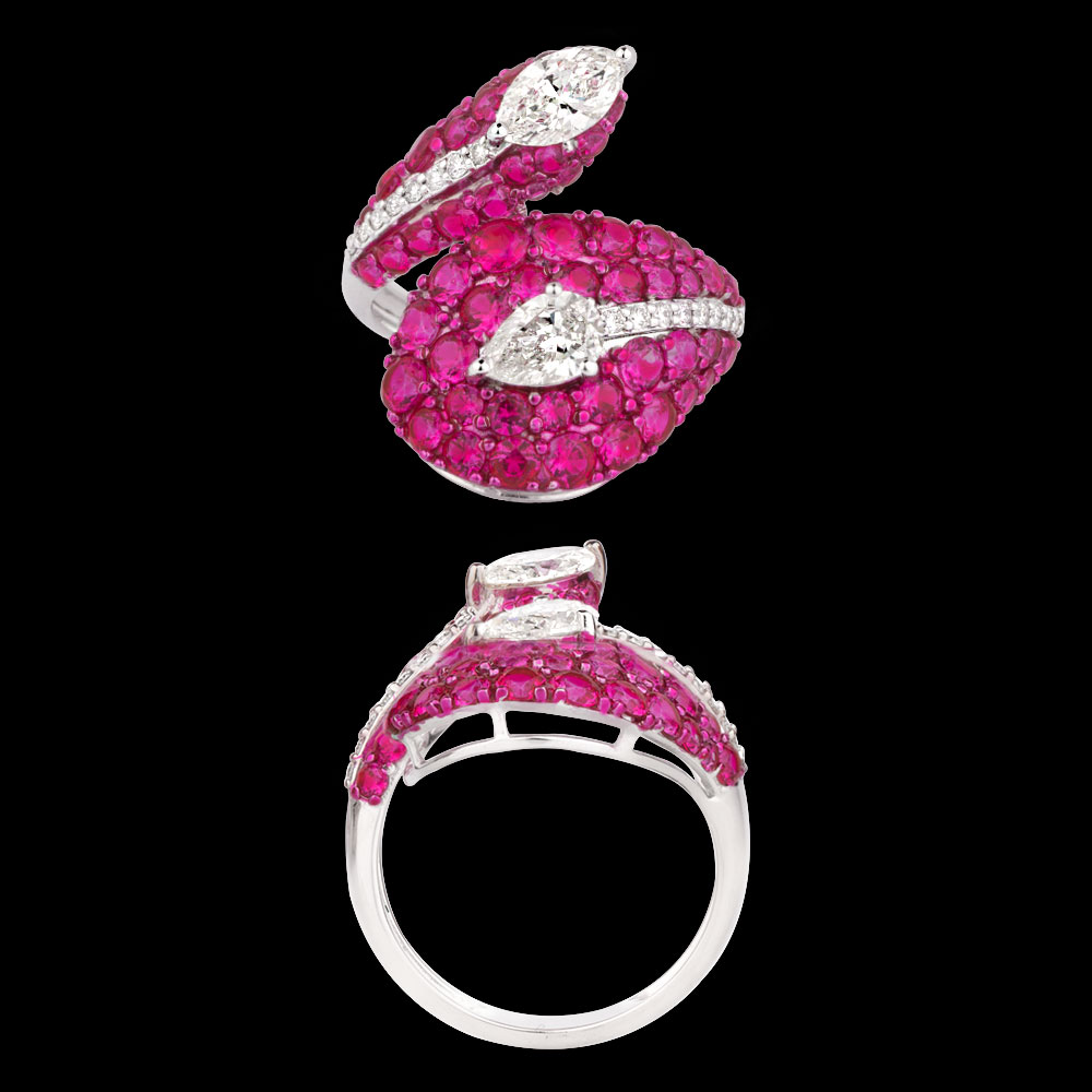 Gemstone Rings – 18K White Gold | Gharenu GH085RNGMER2019(PK)