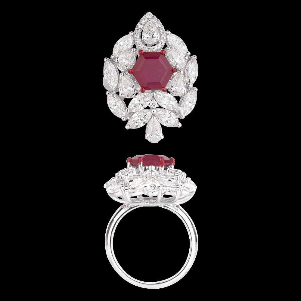 Gemstone Rings – 18K White Gold | Gharenu GH085RNGMER2020(R)