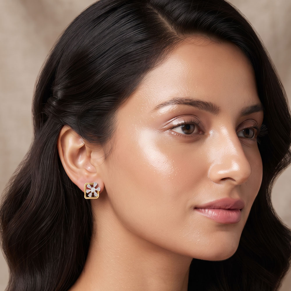 Studs – 18K Two Tone (Rose Gold + Yellow Gold) | Gharenu GH049ERGJDM-16E Studs – 18K Two Tone (Rose Gold + Yellow Gold) | Gharenu GH049ERGJDM-16E