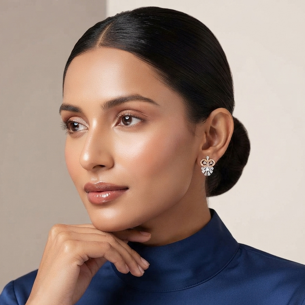 Studs – 18K Two Tone (Rose Gold + Yellow Gold) | Gharenu GH049ERGMTDM-25 Studs – 18K Two Tone (Rose Gold + Yellow Gold) | Gharenu GH049ERGMTDM-25
