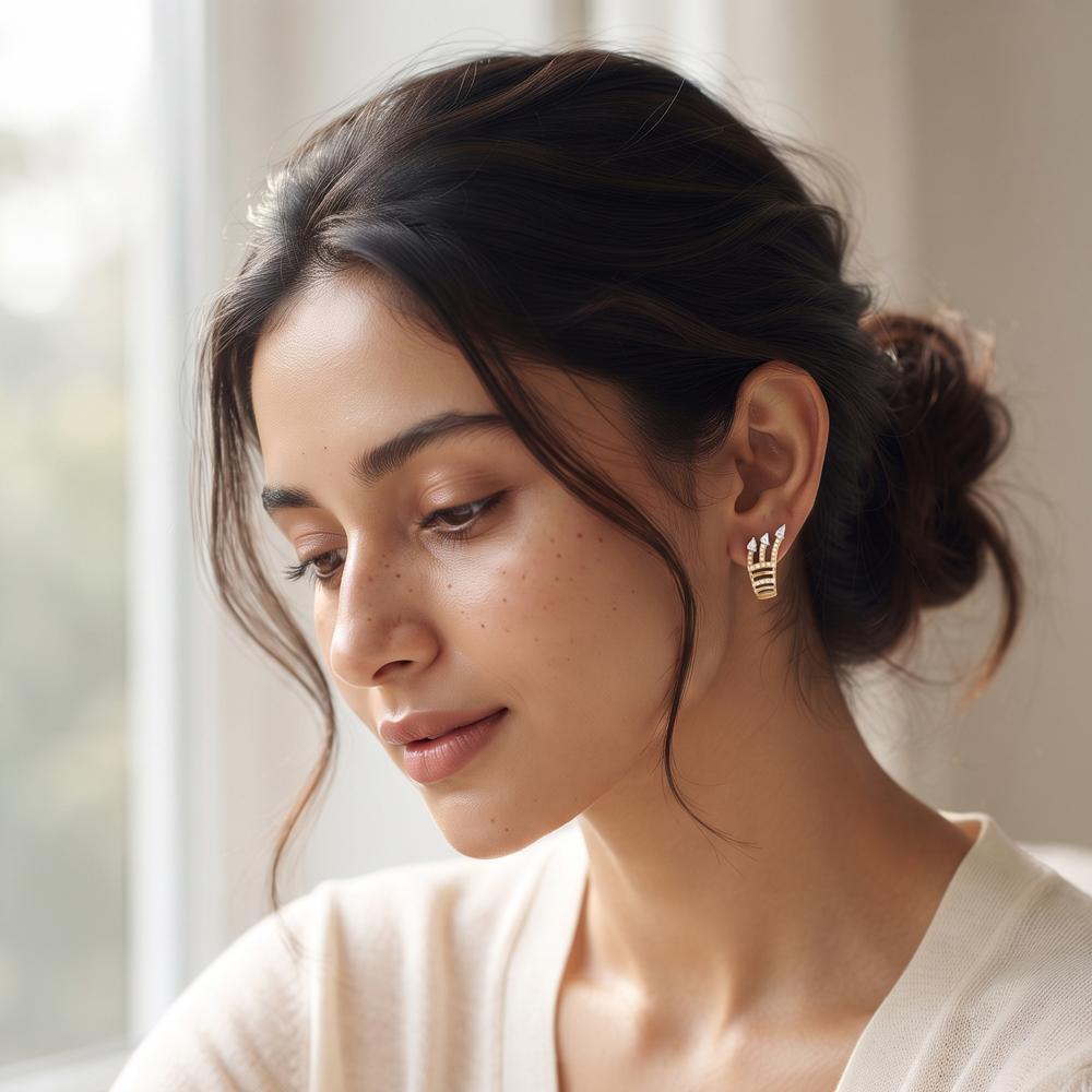 Exclusive Earrings – 18K Two Tone (Rose Gold + Yellow Gold) | Gharenu GH049ERGMTDM-26 Exclusive Earrings – 18K Two Tone (Rose Gold + Yellow Gold) | Gharenu GH049ERGMTDM-26