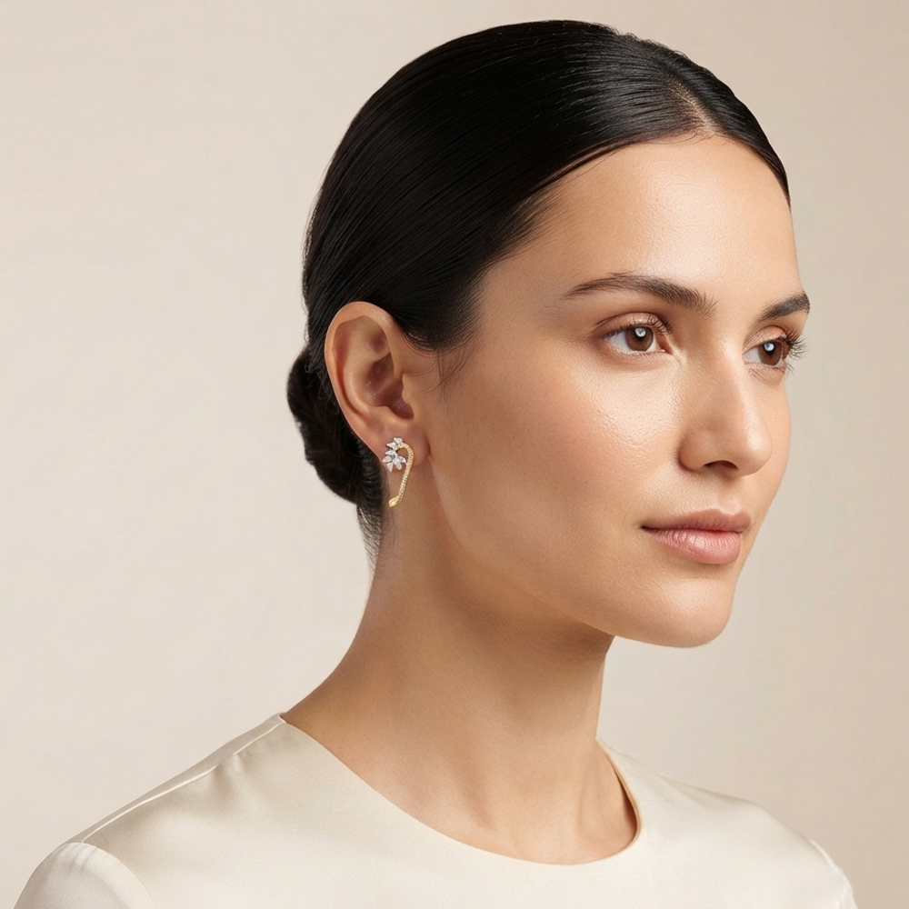 Studs – 18K Two Tone (Rose Gold + Yellow Gold) | Gharenu GH049ERGMTDM-81 Studs – 18K Two Tone (Rose Gold + Yellow Gold) | Gharenu GH049ERGMTDM-81