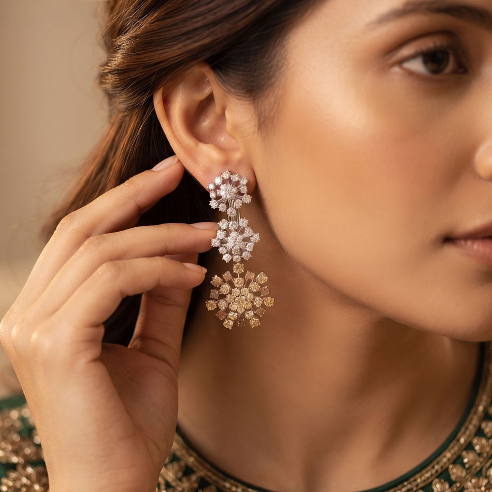 Exclusive Earrings – 14K Two Tone (Rose Gold + White Gold) | Gharenu GH073NEVCADDI-20E Exclusive Earrings – 14K Two Tone (Rose Gold + White Gold) | Gharenu GH073NEVCADDI-20E
