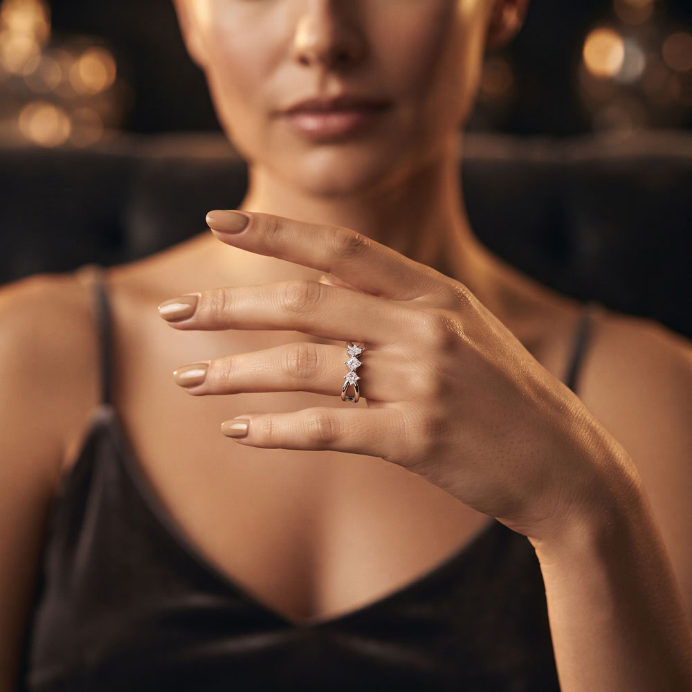 Daily Wear Rings – 18K White Gold | Gharenu GH048RNGALR-0437 Daily Wear Rings – 18K White Gold | Gharenu GH048RNGALR-0437