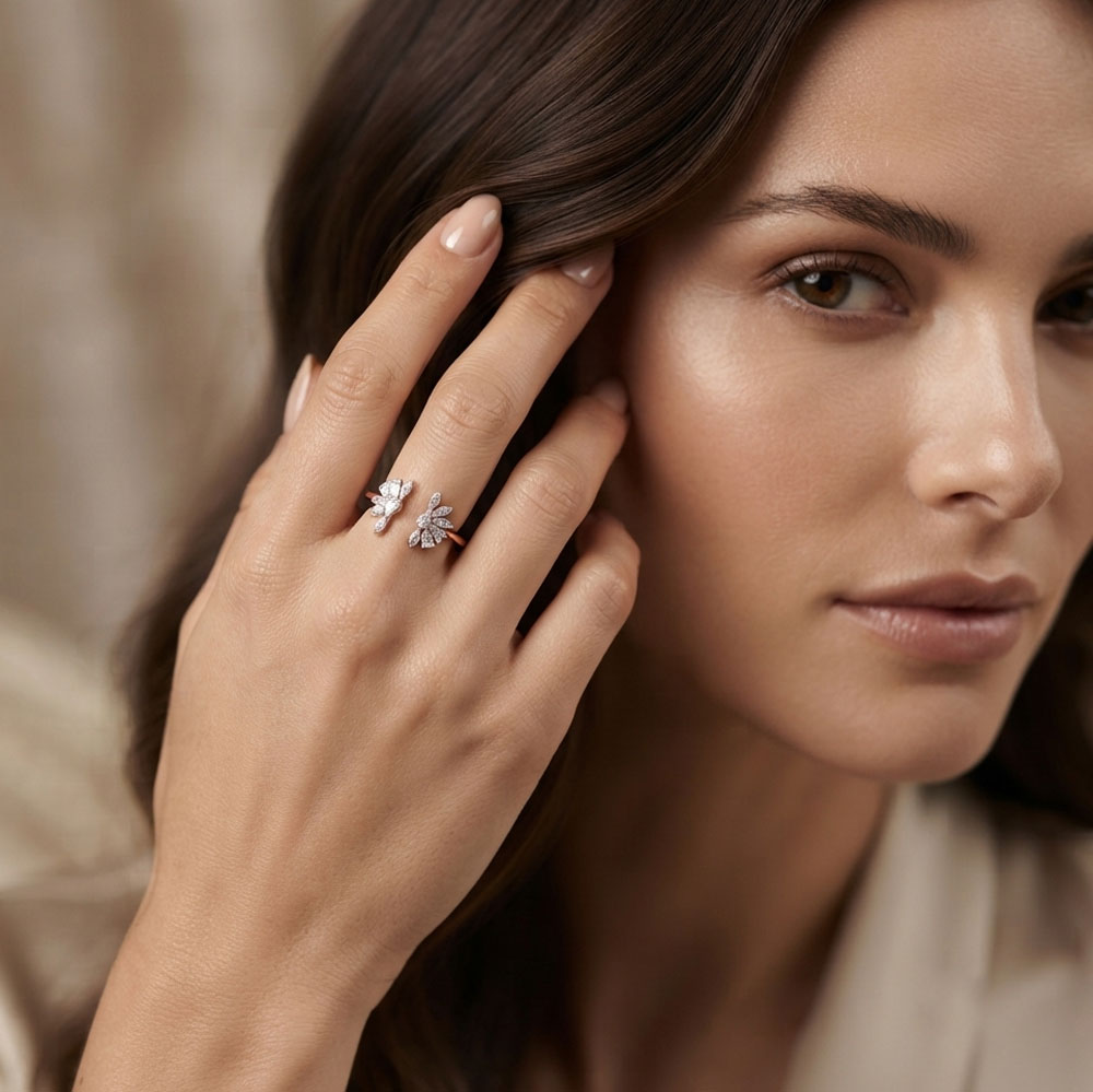 Daily Wear Rings – 18K Two Tone (Rose Gold + Yellow Gold) | Gharenu GH048RNGLR-12937 Daily Wear Rings – 18K Two Tone (Rose Gold + Yellow Gold) | Gharenu GH048RNGLR-12937