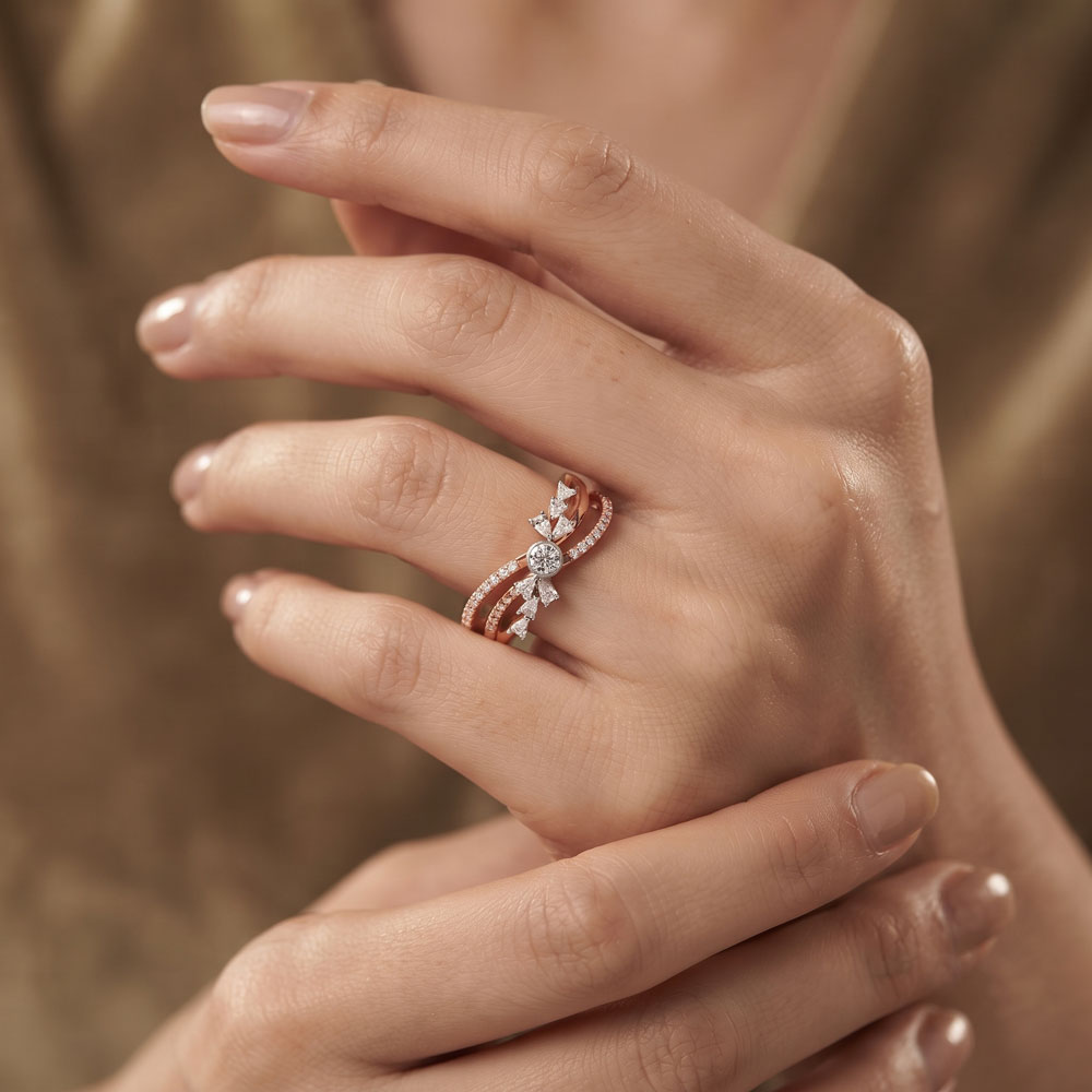 Daily Wear Rings – 18K Two Tone (Rose Gold + Yellow Gold) | Gharenu GH048RNGLR-13079 Daily Wear Rings – 18K Two Tone (Rose Gold + Yellow Gold) | Gharenu GH048RNGLR-13079
