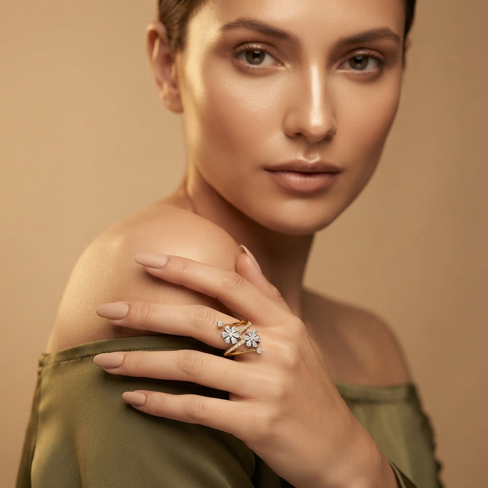 Daily Wear Rings – 18K Two Tone (Rose Gold + Yellow Gold) | Gharenu GH049RNGJDM-11 Daily Wear Rings – 18K Two Tone (Rose Gold + Yellow Gold) | Gharenu GH049RNGJDM-11