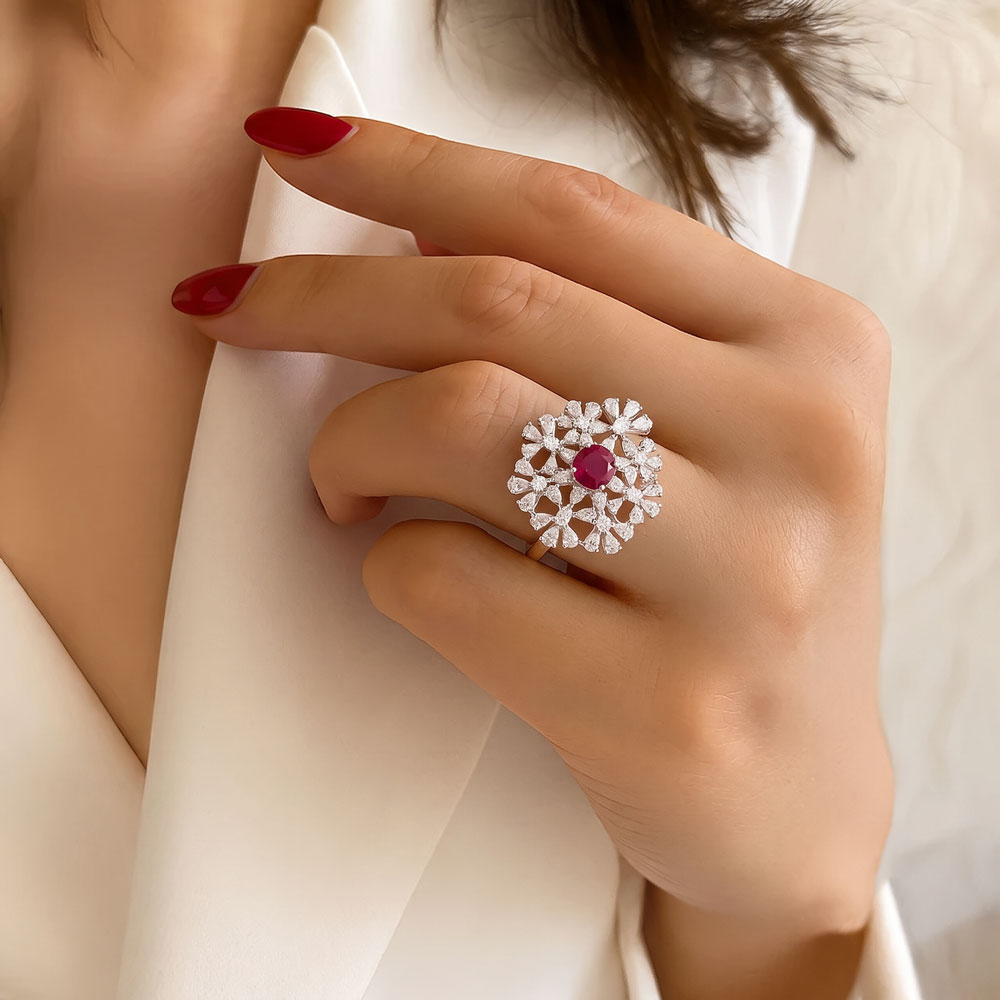 Gemstone Rings – 18K Two Tone (Rose Gold + Yellow Gold) | Gharenu GH049RNGPDDM-459 Gemstone Rings – 18K Two Tone (Rose Gold + Yellow Gold) | Gharenu GH049RNGPDDM-459