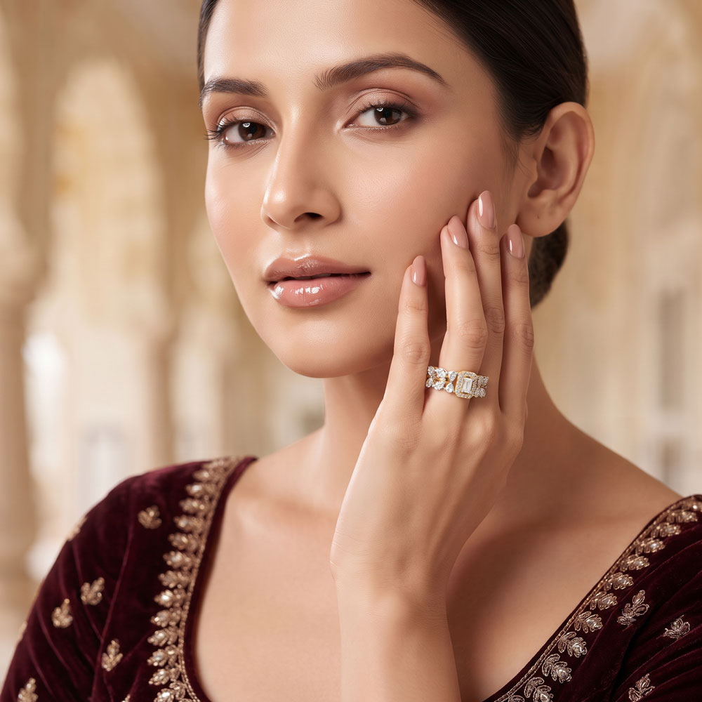 Daily Wear Rings – 18K Two Tone (Rose Gold + Yellow Gold) | Gharenu GH052RNGR-147 Daily Wear Rings – 18K Two Tone (Rose Gold + Yellow Gold) | Gharenu GH052RNGR-147