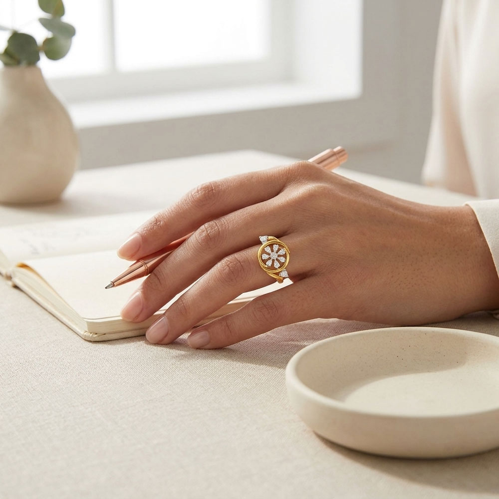 Daily Wear Rings – 18K Two Tone (Rose Gold + Yellow Gold) | Gharenu GH057RNGKR002184 Daily Wear Rings – 18K Two Tone (Rose Gold + Yellow Gold) | Gharenu GH057RNGKR002184