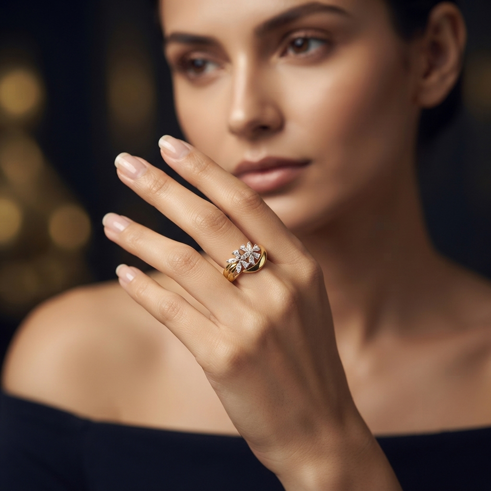 Daily Wear Rings – 18K Two Tone (Rose Gold + Yellow Gold) | Gharenu GH057RNGKR00747 Daily Wear Rings – 18K Two Tone (Rose Gold + Yellow Gold) | Gharenu GH057RNGKR00747