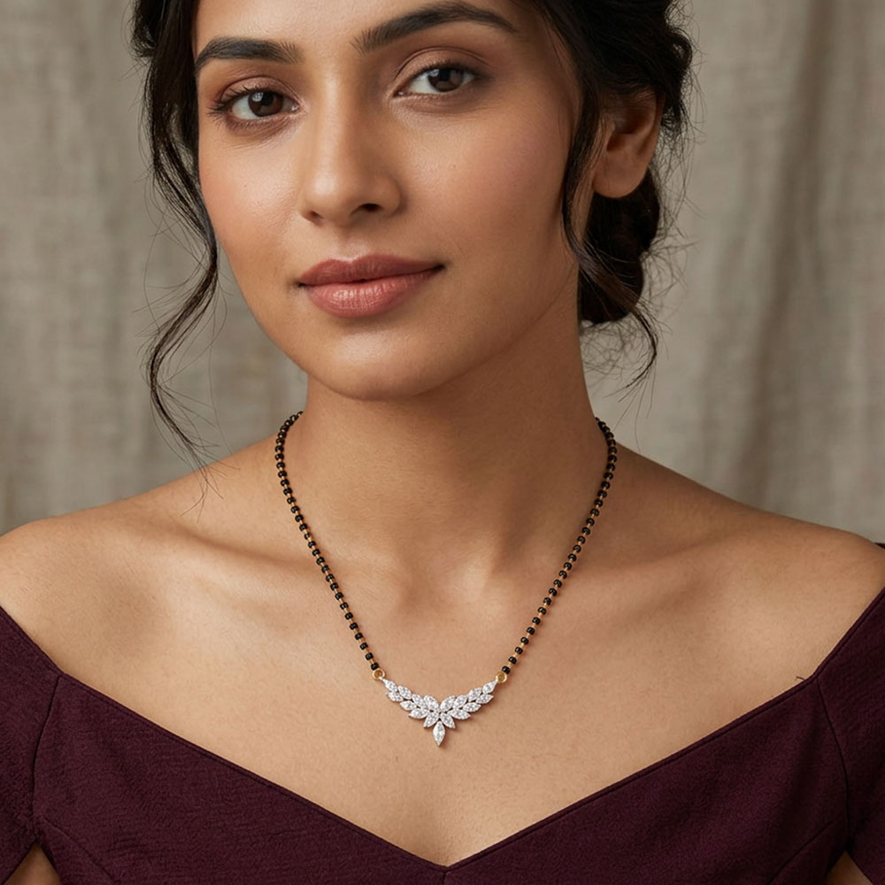 Daily Wear Tanmaniyas – 14K White Gold | Gharenu GH004TNMNDP100410 Daily Wear Tanmaniyas – 14K White Gold | Gharenu GH004TNMNDP100410