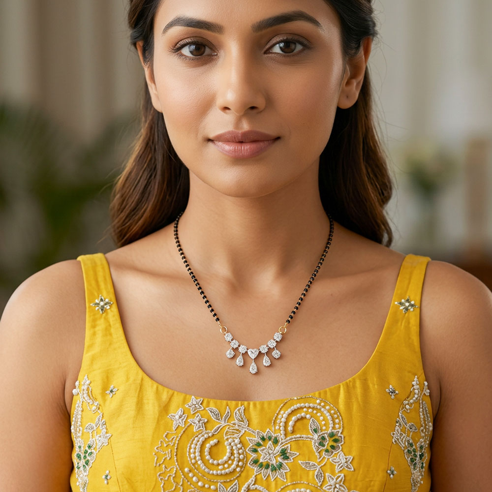 Daily Wear Tanmaniyas – 14K White Gold | Gharenu GH004TNMNDP100418 Daily Wear Tanmaniyas – 14K White Gold | Gharenu GH004TNMNDP100418